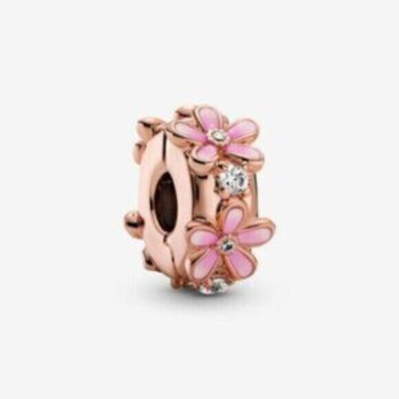 Pandora pink daisy clip-on charm - Picture 1 of 4